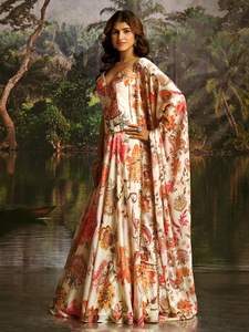 Conjunto de Lehenga Choli de Georgette con Acabado de Lujo, Estampado Floral Multicolor, Detalles de Trabajo Manual, Ropa Festiva para Cócteles, Colección al por Mayor - Product Image 3