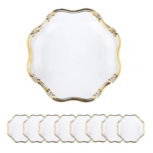 Glam <b>Ceramic</b> Charger <b>Plate</b> Set Gold Inlay Irregular Shape Dishwasher Safe Party Dishes & <b>Plates</b> - Product Image 1
