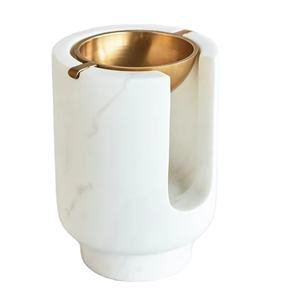 Bougeoir élégant en marbre blanc et or pour chauffe-plat et aromathérapie Décoration intérieure élégante Design moderne pour intérieurs de luxe - Product Image 1