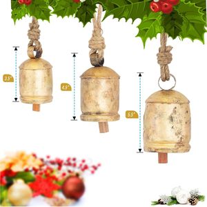 Ensemble de décorations de Noël vintage rustiques avec cloches de vache - Product Image 2