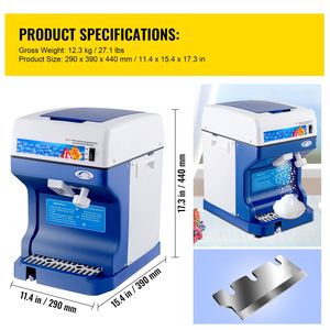 Machine à glace pilée électrique 110V 250W, modèle de table réglable, pour la fabrication de cônes de neige, capacité de 265 lb/h, broyeurs et râpeurs de glace - Product Image 4