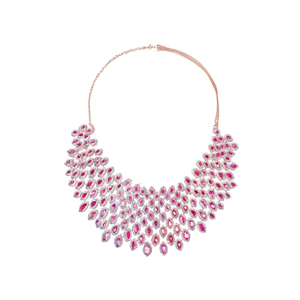 Fine Choker <b>Necklace</b>-Zircon <b>Ruby</b> Bridal Large Statement Piece - Product Image 2