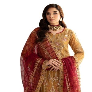 Collection de mousseline de soie de luxe robe de mariée pakistanaise Lehnga Choli broderie lourde Ramsha Vol R-11 vente entière tenue de fête indienne - Product Image 1