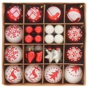 Ensemble de 40 boules de Noël rouges et blanches, boules en plastique et décorations pour arbre de Noël - Product Image 3