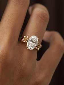 Gold Plated Pear Cut Moissanite Wedding <b>Statement</b> <b>Ring</b> 925 Sterling <b>Silver</b> Unisex Gift - Product Image 3