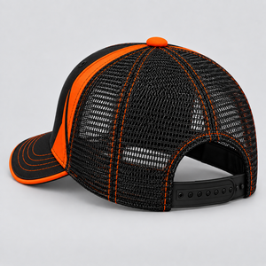 Gorra Trucker de 6 Paneles con Malla, Transpirable, Ajustable, Unisex, Deportiva, Naranja y Negra, para Primavera/Verano, MOQ Bajo - Product Image 4