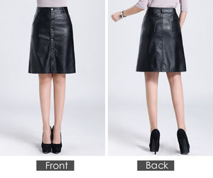 Falda de Cuero Genuino de la Mejor Calidad, Personalizada y de Venta Caliente, Falda Larga Plisada para Mujer - Product Image 5