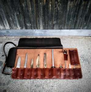 กระเป๋าใส่มีดเชฟหนังแท้แบบสั่งทำพิเศษ ทนทาน ดีไซน์ใหม่ OEM หนังแท้สำหรับใส่มีดทำครัว รุ่น LKR-0394 - Product Image 4