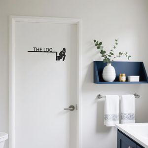 Humorous Metal Bathroom Topper Funny 13.8x4.7 Black Restroom Door Frame <b>Decor</b> the Loo-Wooden <b>Wall</b> Signs - Product Image 2