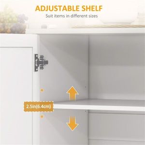 Carrello da Cucina Bianco/Armadietto Contenitore Design Moderno Regolabile in Acciaio al Carbonio, Rovere, Plastica e Vetro - Product Image 4