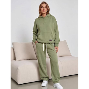 Ensemble décontracté pour femmes, sweat-shirt à capuche et pantalon de survêtement à jambes larges - Product Image 2