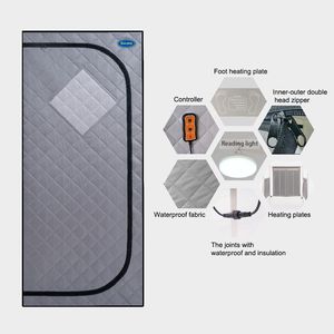 Tenda Sauna a Infrarossi Portatile Grigia a Grandezza Naturale con Tappetino Riscaldante per Piedi e Controller, Design Pieghevole per Spa Personale Domestica - Product Image 3