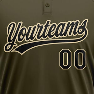 Maillots de baseball rétro authentiques personnalisés verts, T-shirts de baseball à col ras du cou, vêtements de baseball et de softball avec 2 boutons - Product Image 4