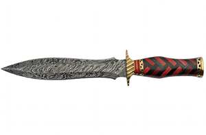 Handcrafted Damascus Steel Detail Utility <b>Craft</b> <b>Knife</b> Red Wood Handle Brass Guard Slicer - Product Image 5