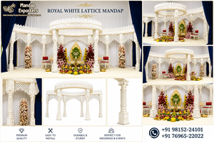 Dernier modèle de Mandap en fibre Maharani pour mariages hindous, aménagement de Mandap de mariage sur le thème Grand Royal Rajwada, Mandapam extérieur blanc le plus élégant - Product Image 6