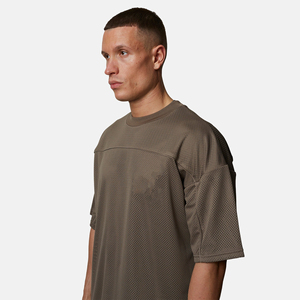 Camiseta de Manga Corta para Hombre, Talla Grande, Tejido de Malla Transpirable, Color Sólido, Cuello Redondo, Estilo Casual - Product Image 3