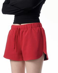 Six Trend Sports 2025 New Style American Retro Red Women's Casual Short Sweatpants Mid Waist Breathable Elastic <b>Drawstring</b> - Product Image 2