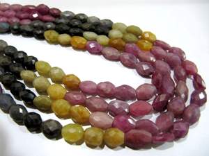 Perles ovales facettées en saphir naturel, vendues par brin de 8 pouces de long - Product Image 2