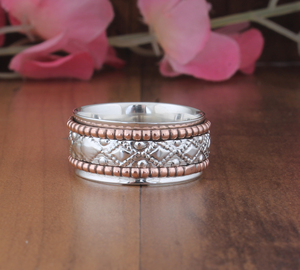 Anillo de Plata de Ley Único con Engaste de Bisel, Bicolor, Hecho a Mano, con Banda Trenzada para Hombre y Mujer, Joyería para Fiestas, Venta al por Mayor - Product Image 3