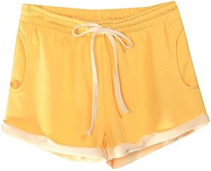Shorts pour femmes à taille haute avec cordon de serrage, 100% coton, avec poches, grande taille, confortables, respirants, écologiques, séchage rapide - Product Image 6