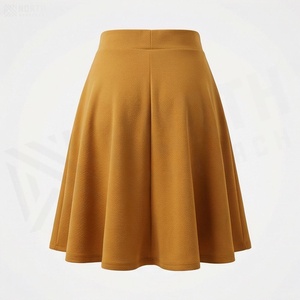 Minifalda de Cintura Alta con Corte en A para Mujer, Color Sólido, Plisada, Cómoda, Tejido Elástico, para Todas las Temporadas - Product Image 2