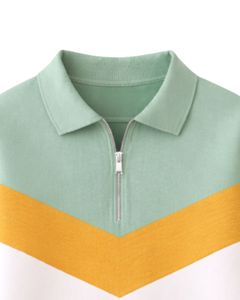 Sweat-shirt à col zippé pour femme, vert menthe, jaune, blanc, color block, en polaire, pull décontracté, chaud pour l'hiver, streetwear, coupe oversize - Product Image 5