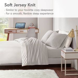 Set di Lenzuola King Size per Tutte le Stagioni in Misto Cotone Jersey con Federa Inclusa - Product Image 5