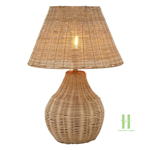Eco-Friendly Handwoven Rattan <b>Table</b> Lamp Natural Wicker <b>Bedside</b> Lamp for Living Room Bedroom Hotel Decoration - Product Image 1