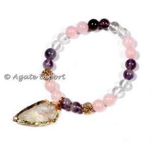 Gemstone Pure Black Onyx <b>Bracelets</b> with ChokoReiki <b>Charm</b> - Product Image 5