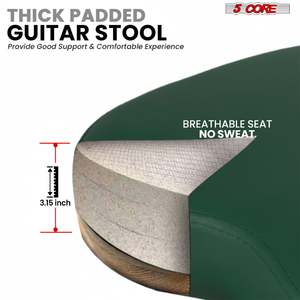 5Core Foldable <b>Padded</b> Guitar <b>Stool</b> with Backrest & Foot Rest for Musician - Product Image 2