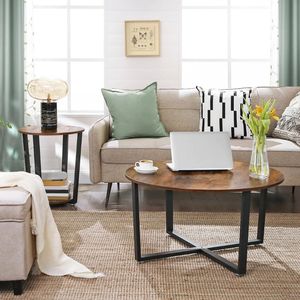 2-Tier <b>Round</b> <b>Side</b> <b>Table</b> with Storage Shelf, Industrial End <b>Table</b> for Living Room, Bedroom, Hotel, Apartment, OEM Manufacturer - Product Image 5