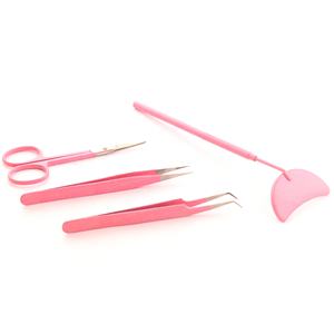 Hand Made Stainless Steel Beauty Tool Sturdy <b>Eyelash</b> Tweezer <b>Half</b> Moon Shape Mirror & Cuticle Scissor Anti Static Lash Tools - Product Image 2