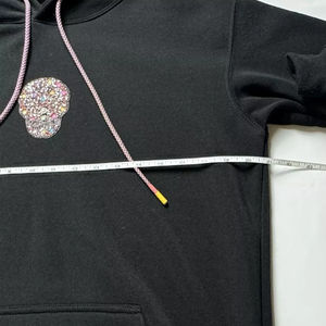 Sudadera con Capucha de Algodón 100% para Hombre, Ajuste Regular, con Cristales, Estilo Urbano, Oversize, Brillante, con Pedrería Grande, de Invierno, de Alto Gramaje, Novedosa y a la Moda - Product Image 5