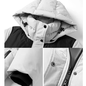 Blousons d'hiver pour hommes personnalisés OEM imprimés avec col montant, logo frontal, fermeture éclair, rembourrage en polyester, chauds et coupe-vent - Product Image 6