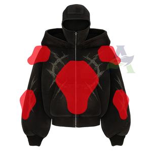 Nouveau sweat à capuche de moto lavé à l'acide noir à fermeture éclair 3A sweat à capuche de marque résistant à l'abrasion résistant aux coupures doublure renforcée sweats à capuche - Product Image 1