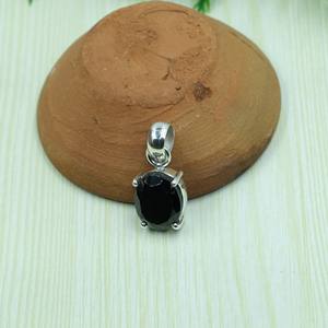 Pendentif ovale en onyx noir naturel, serti de griffes en argent sterling 925, bijoux en pierres précieuses, vente en gros pour femmes, sœurs, cadeau de Noël - Product Image 2