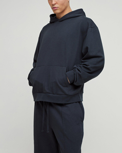 Men's Hooded Sweatshirt <b>Set</b> Black Cotton French Terry Casual Autumn Wear Logo Print Front - Product Image 5