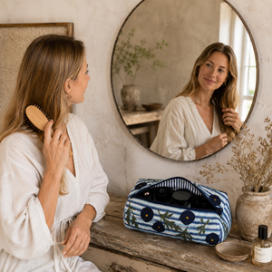 Estuche de Viaje Acolchado de Algodón Ecológico con Estampado Floral a Rayas Hecho a Mano en Jaipur, para Secador de Pelo Dyson, Ideal para Regalo - Product Image 5