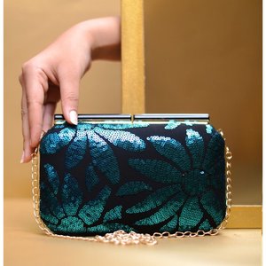 Bolso de Mano de Diseño con Lentejuelas Negras y Azules de Primera Calidad para Mujer, Ideal para Fiestas y Bodas - Product Image 1