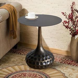 Mesa auxiliar de metal con acabado dorado de lujo y diseño de superficie de mármol para un dormitorio elegante y un acento premium en el espacio de vida. - Product Image 3