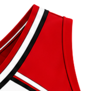 Haut court de cheerleading sans manches pour femme, col en V, rouge, blanc, noir, uniforme d'équipe de cheerleading, tenue de sport pour compétition - Product Image 3