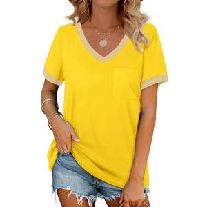 Best-Selling <b>Women's</b> V-Neck T-Shirt 100% Cotton Eco-Friendly Casual Summer <b>Top</b> Premium Plus Size Quick Dry Breathable Short - Product Image 1