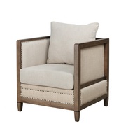 Fauteuil d'appoint traditionnel SCE SCH-152, élégant, en tissu rembourré, finition chêne antique, bois d'hévéa, contreplaqué, pour appartement et hôtel