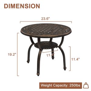 Tavolino Laterale da Esterno in Alluminio Pressofuso Antiruggine, Tavolino da Caffè per Patio, Giardino, Portico, Balcone ed Esterni - Product Image 1