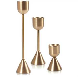 Luxury Satin Gold Wood Scented <b>Tea</b> <b>Light</b> Holder Set 3 Pieces Modern <b>Christmas</b> Wedding Centerpiece - Product Image 1