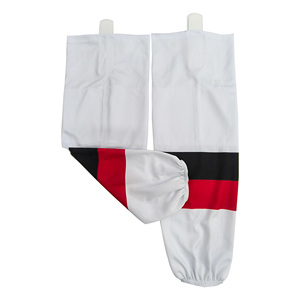 White Knee High <b>Leg</b> <b>Warmers</b> with Black and Red Stripes for Cycling Adults Breathable Spandex Polyester Summer Wear - Product Image 6