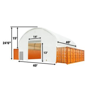 Container Shelter 40FT X 40FT con Struttura a Doppio Traliccio, Rivestito in PVC Resistente da 21 oz, con Pareti Frontali e Posteriori Completamente Chiuse, TMG Shed Storage - Product Image 6