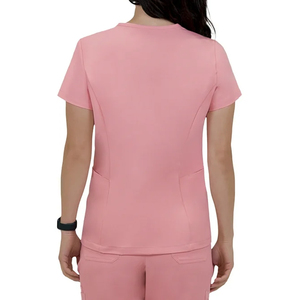 Uniformes de Enfermería Unisex Rosa con Múltiples Bolsillos, Manga Corta, Tela de Poliéster, Conjunto de Uniformes Médicos Profesionales Personalizados para Hospital - Product Image 3
