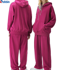Conjunto Deportivo Personalizado para Mujer, Sudadera con Capucha Rosa de 2 Piezas, Pantalones Casuales Unisex, Color Sólido, Manga Larga, 100% Algodón - Product Image 6