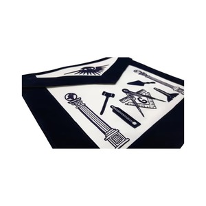Delantal de Logia Azul con Bordado a Máquina de Cuadrado y Compás Negros con G y Pilares MAP-0079 - Product Image 2